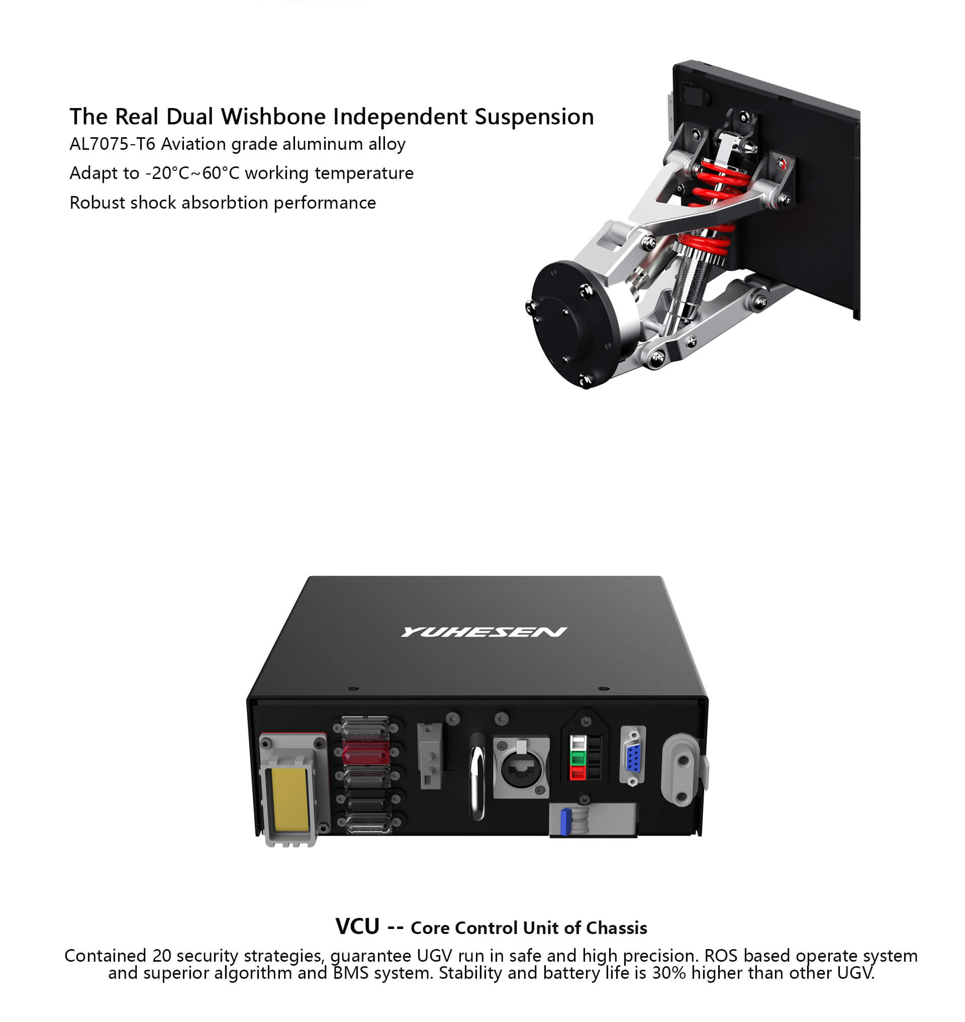 YUHESEN Ackermann steering differential drive UGV MK ROBOT skid steer robot