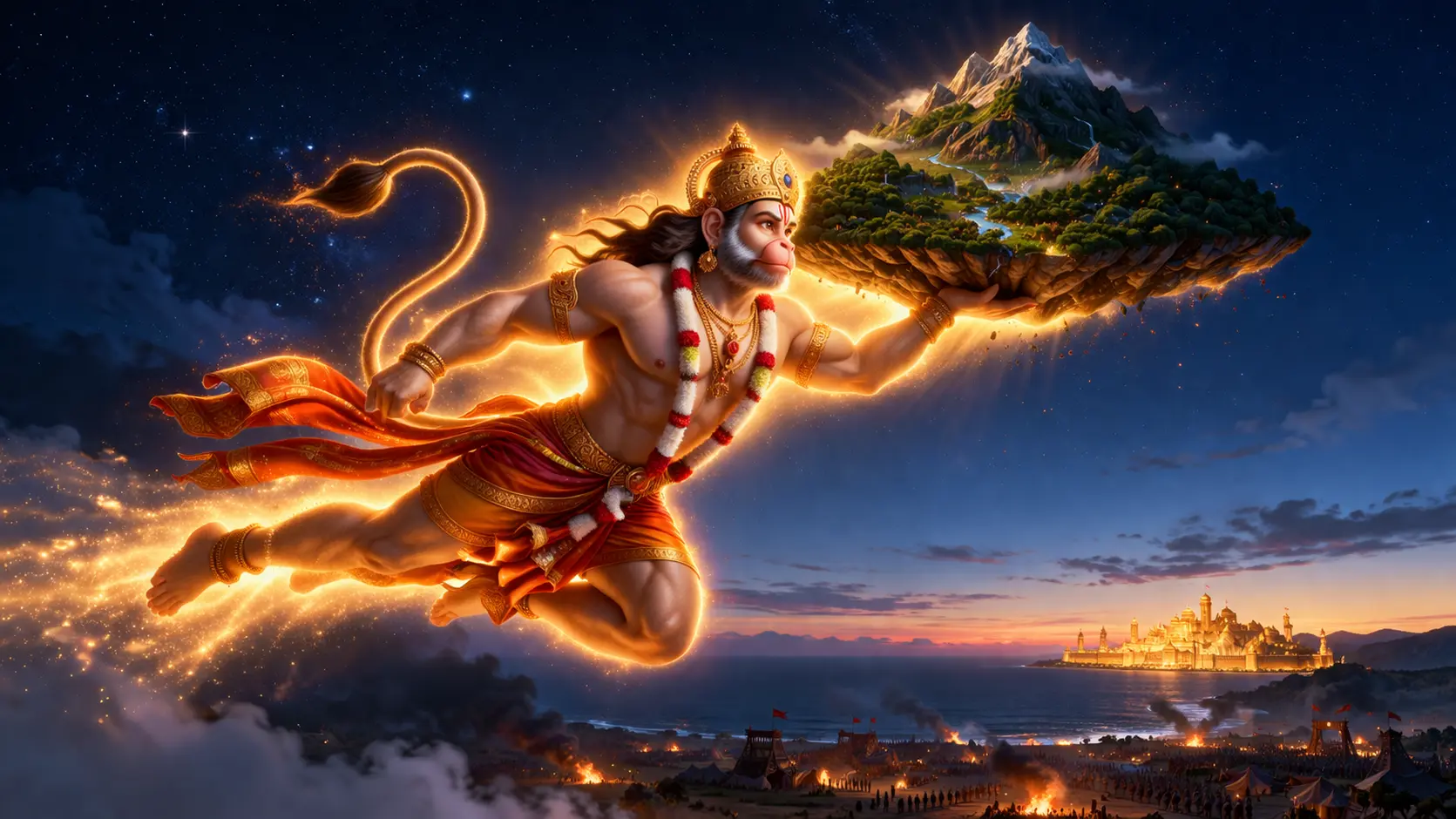 Hanumanji carrying the Dronagiri mountain