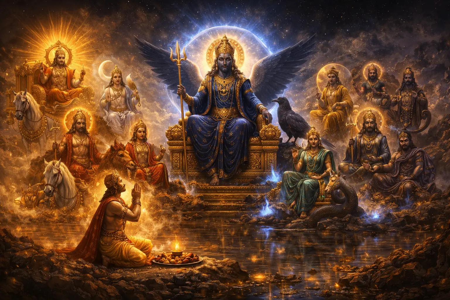 Shanidev among the Navagraha — the nine celestial planets