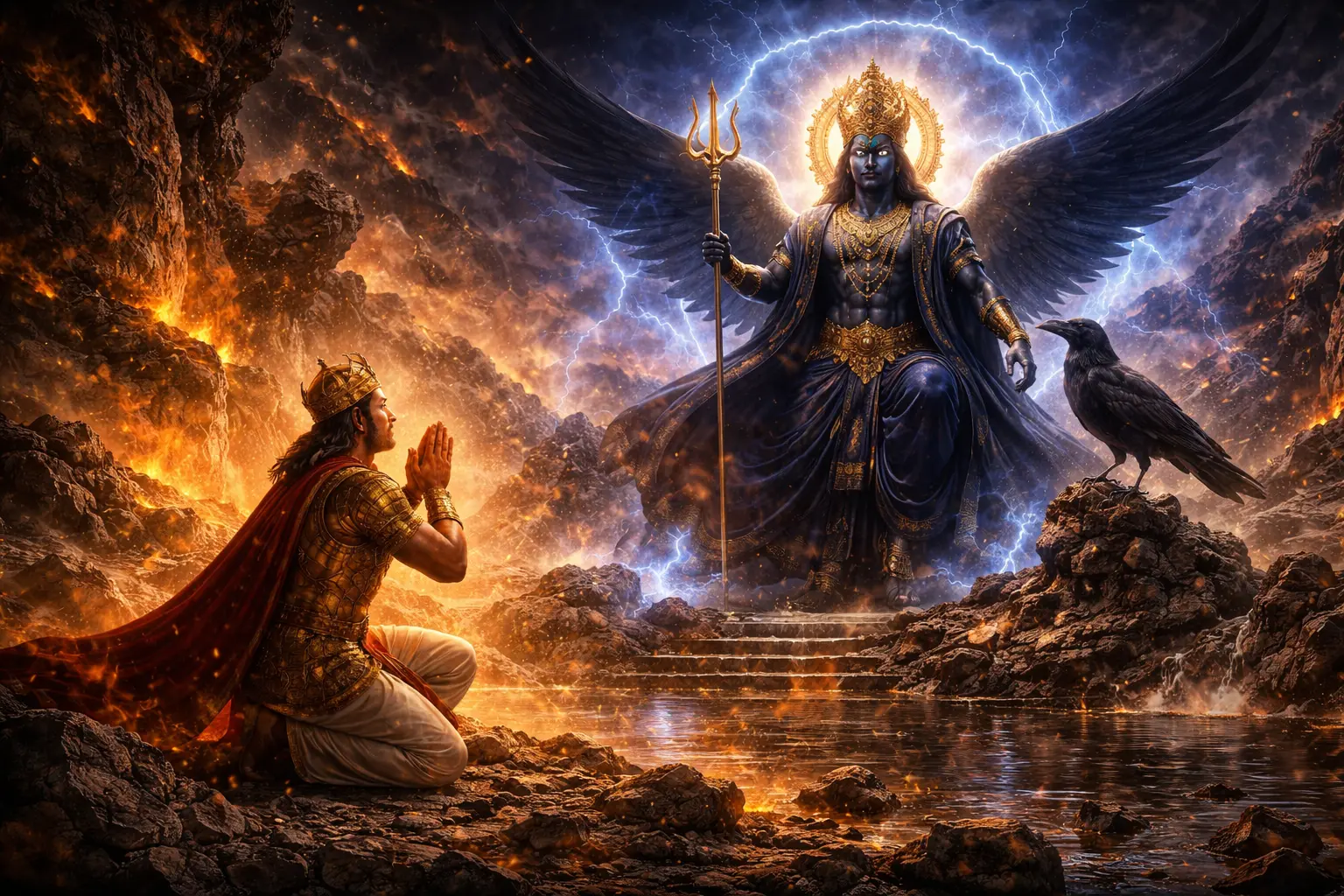 King Vikramaditya facing Shanidev's trials with dharma